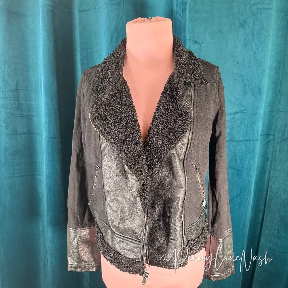 Rock & Republic Mixed Media Moto Jacket Black - Picture 3 of 14